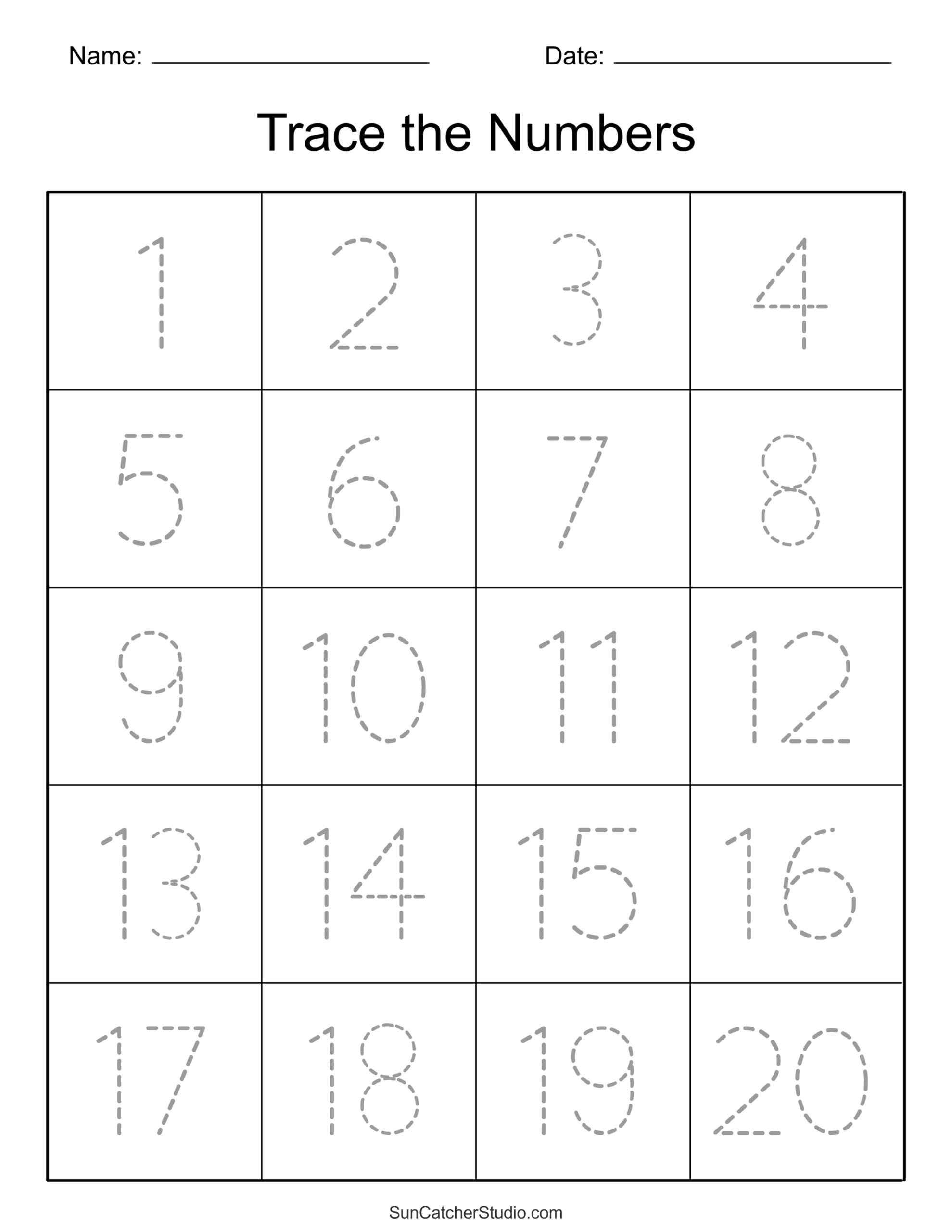 Number Formation Practice Sheets