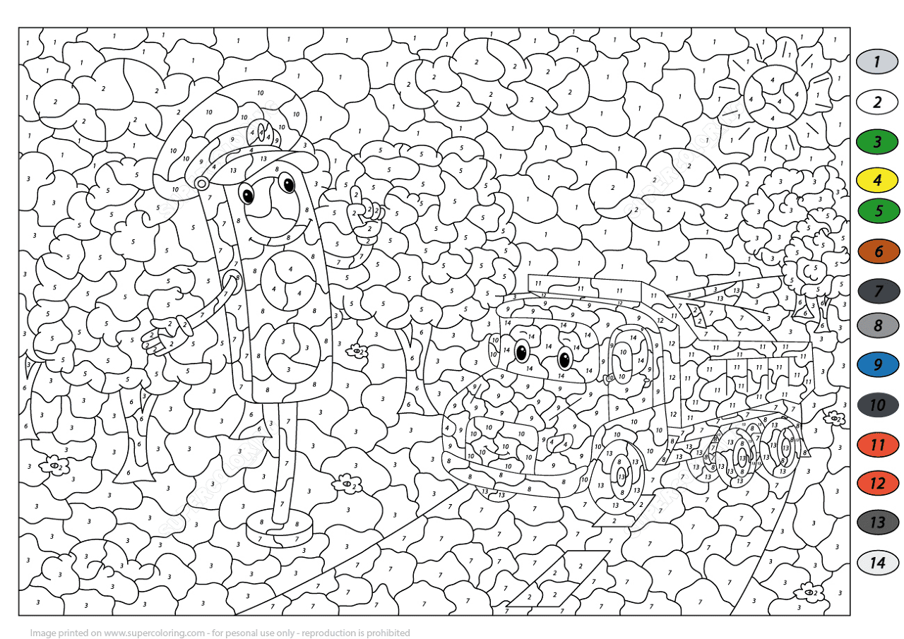 Traffic Light And Lorry Color By Number Coloring Page Free Printable Traffic Light And Lorry Color By Number Coloring Page Free Printable