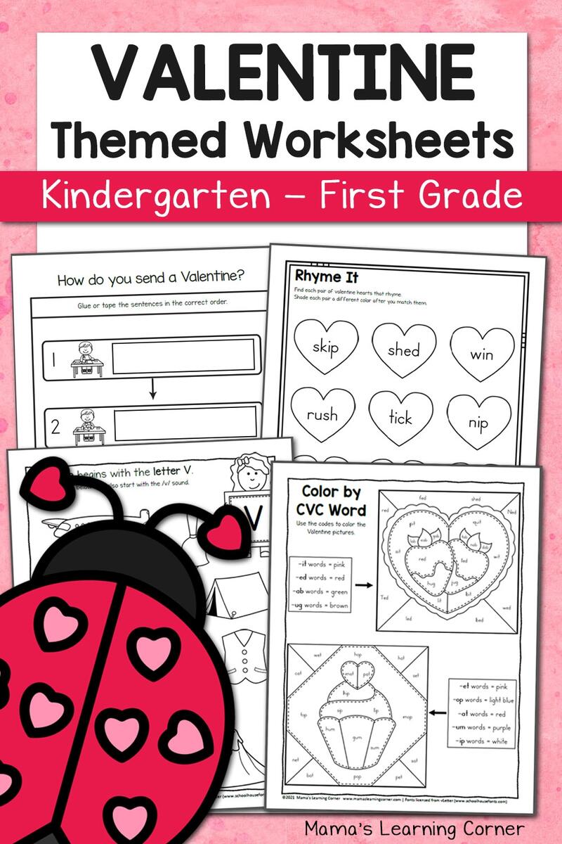 Valentine Worksheets For Kindergarten 1st Grade 30 Page Packet Mamas Learning Corner Valentine S Day Free Worksheets For Preschool TeachersMag