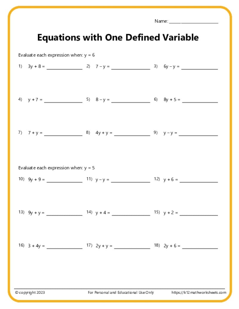PEMDAS Problems Worksheets 5th Grade