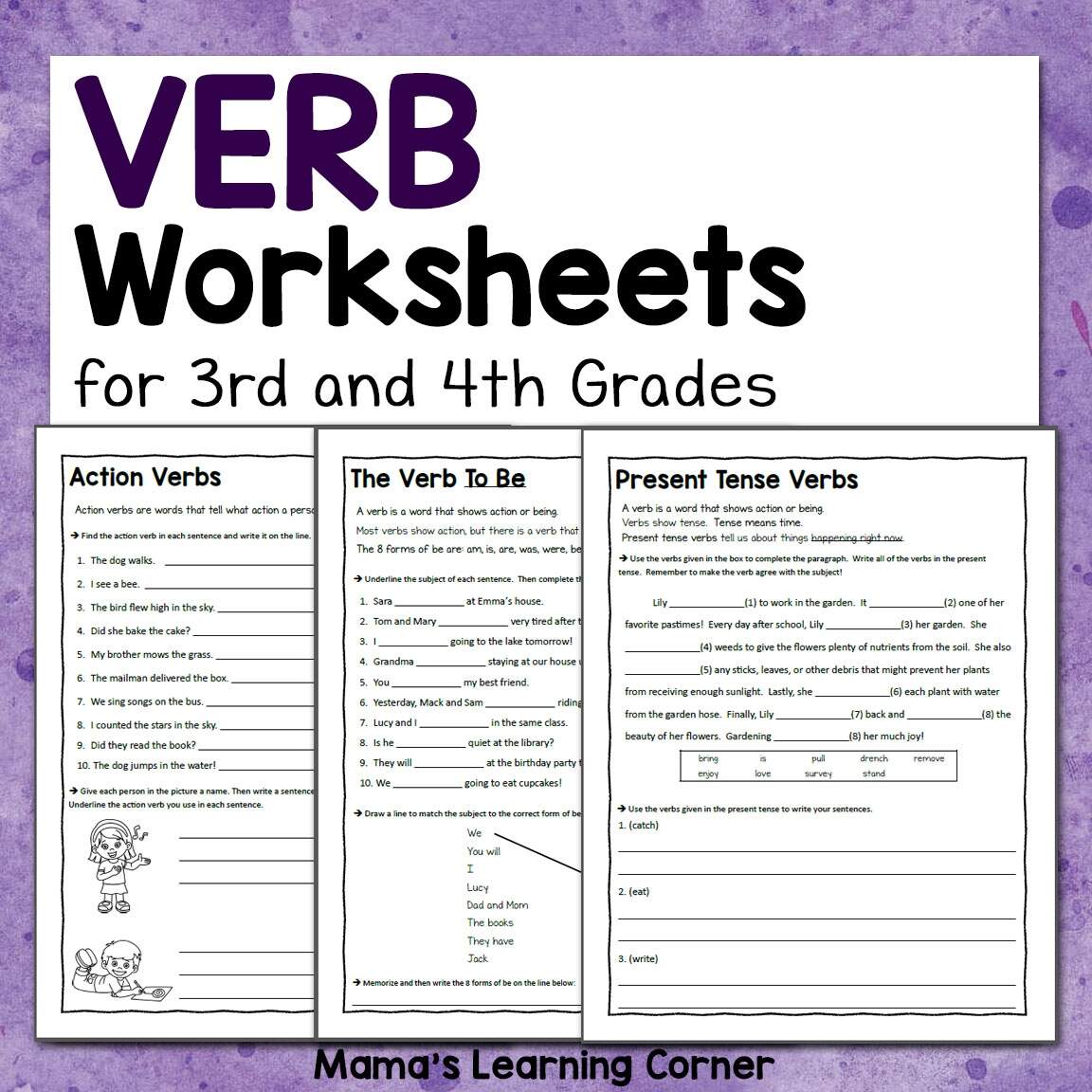 Verb Agreement Worksheets Printable 3rd And 4th Grade Sentence Worksheets Etsy
