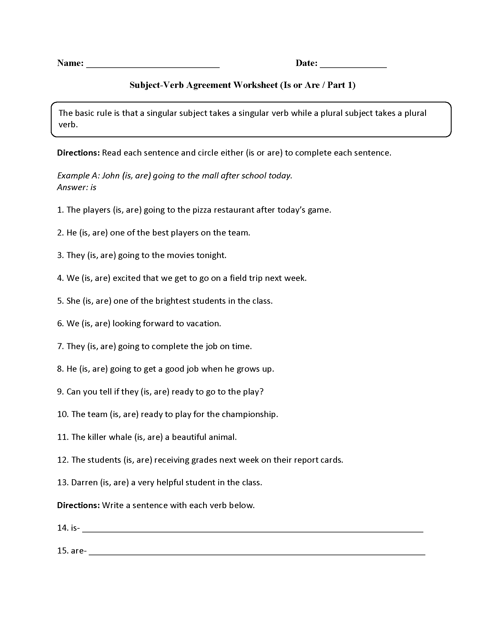 Subject Verb Agreement Worksheet For Year 6 Worksheets Library