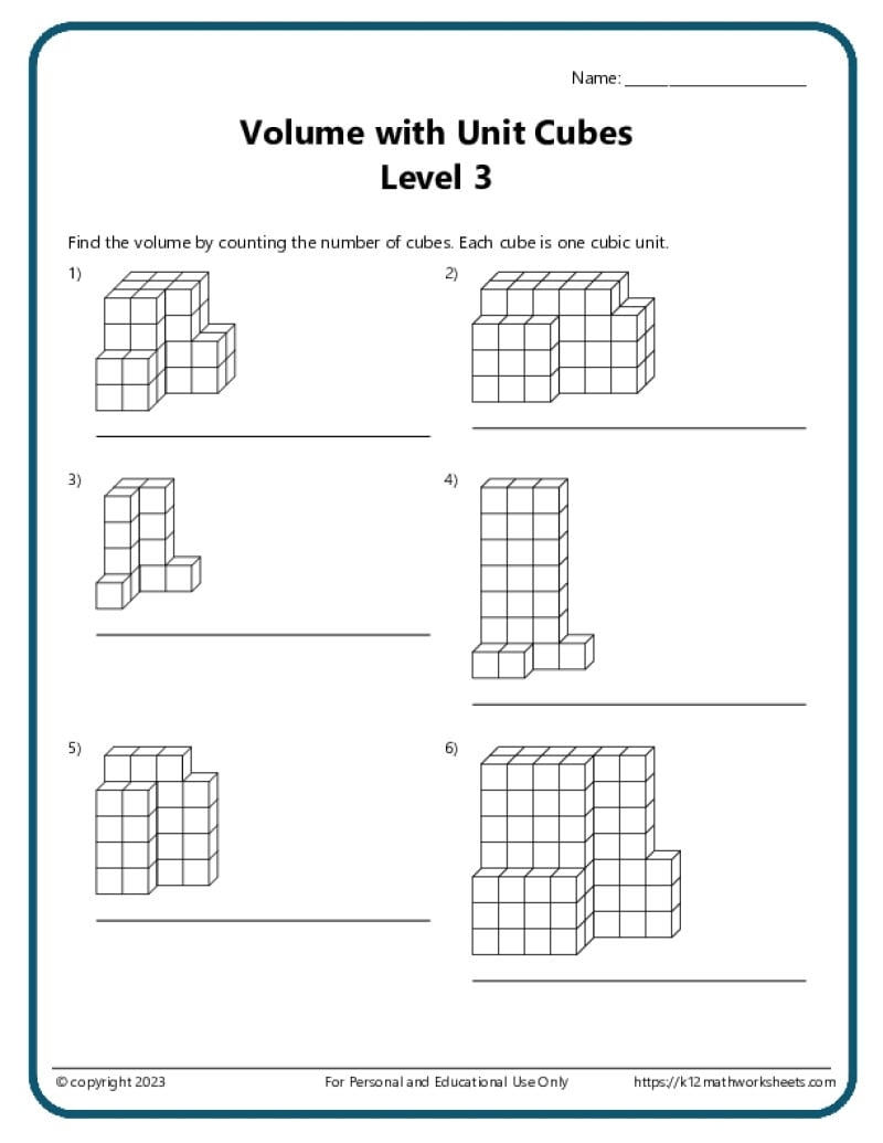 5th Grade Volume Worksheets