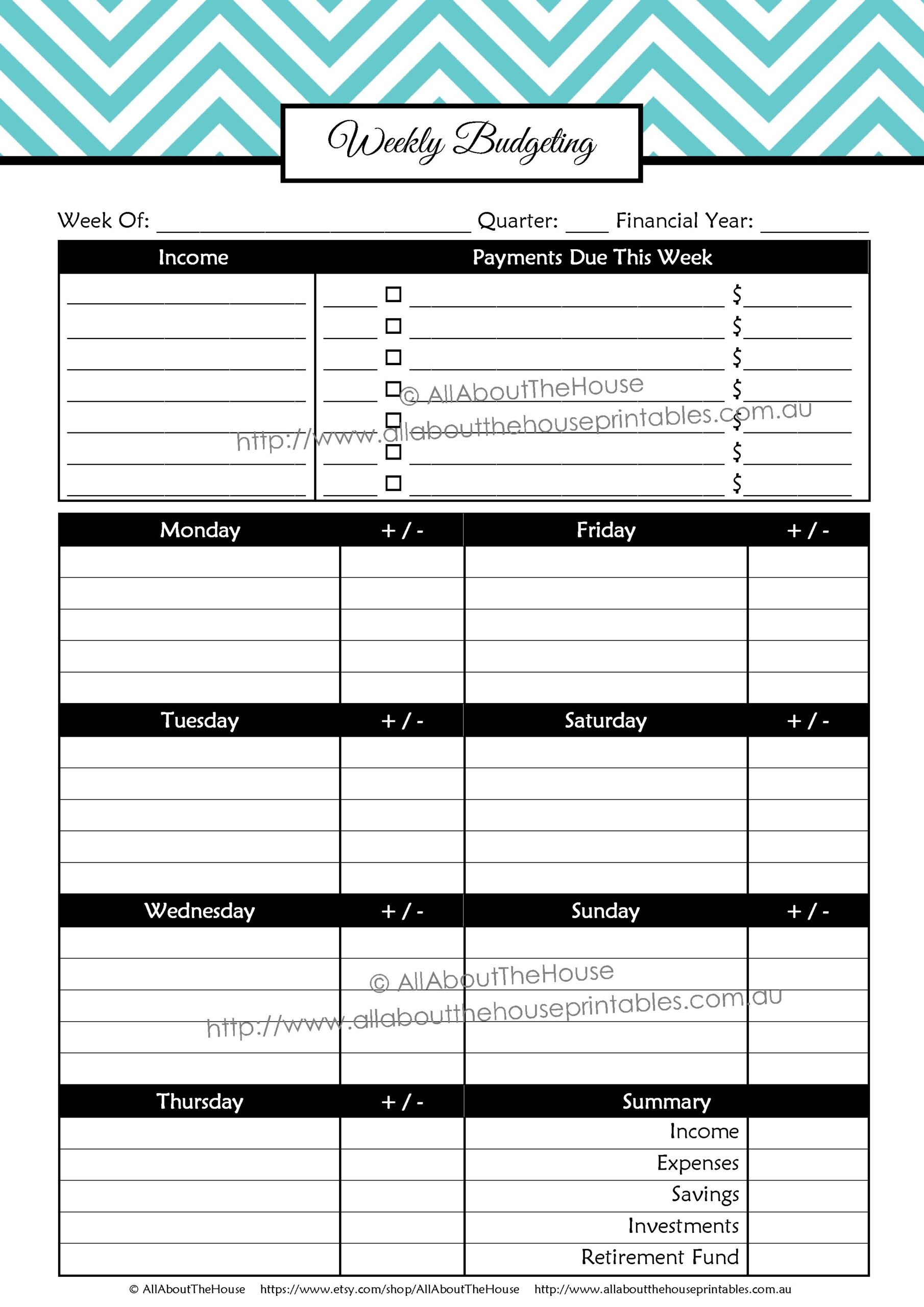 Weekly Budget Planner Binder Printable Editable Pdf Chevron Money Management Dave Ramsey Spending Transaction Record Expenses AllAboutTheHouse Printables Printable Dave Ramsey Budget Printable Party Favors