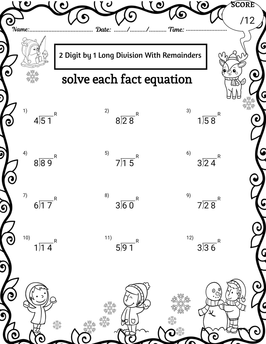 Winter 2 Digit By 1 Digit Long Division Worksheets No Remainders Made By Teachers Winter 2 Digit By 1 Digit Long Division Worksheets No Remainders Made By Teachers