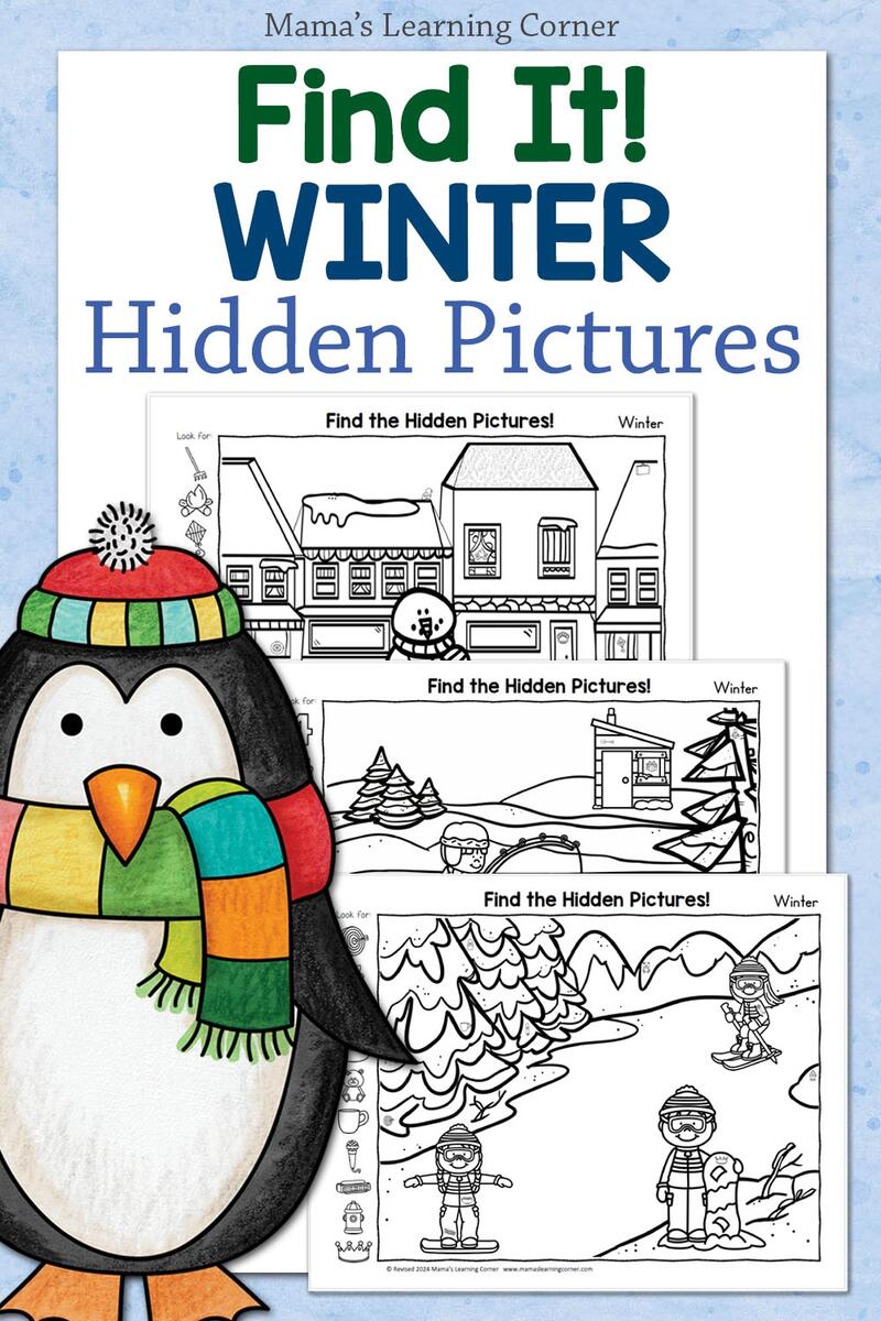 Winter Hidden Picture Printables For Kids Mamas Learning Corner Puzzles Hidden Picture Worksheets Worksheets Library