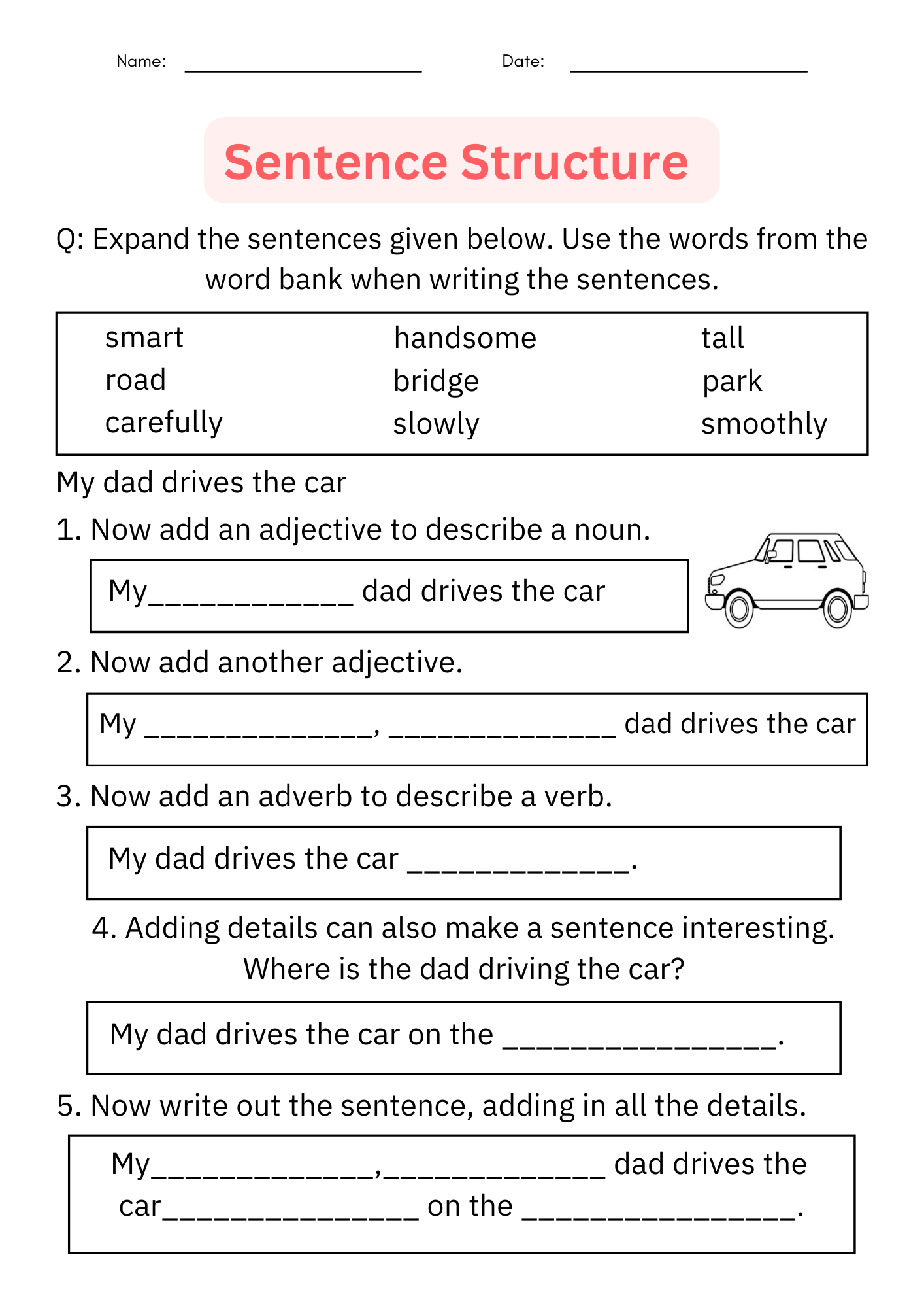 Writing Sentences Sentence Structure Worksheet Digital Printable For Grade 1 Made By Teachers