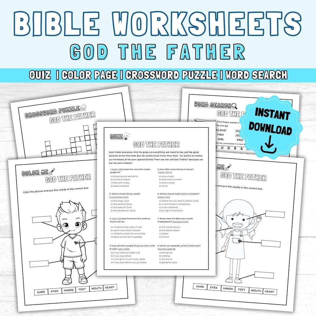 Youth Bible Study Games GOD THE FATHER Printable Activity Worksheets Church Games Word Search Bible Quiz Crossword Puzzle Color Me Etsy Israel How You Are An Amazing Part Of God S Beautiful Masterpiece Forget Him Knot